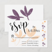 Orange & Plum Feuilles Jolies Typographie RSVP (Devant / Derrière)