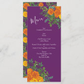 Orange & Plum violet Peony & Mariage Rose Menu (Devant / Derrière)