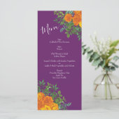Orange & Plum violet Peony & Mariage Rose Menu (Debout devant)