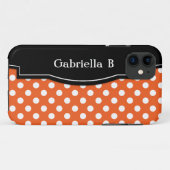 Orange Polka Dot Black Frame iPhone 5 coque (Dos (Horizontal))