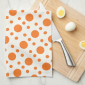 Orange Polka Dot Retro Design Serviette de cuisine (Quart Plié)