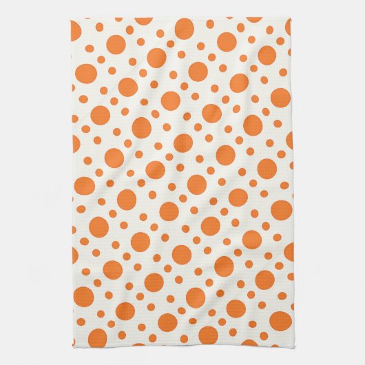 Orange Polka Dot Retro Design Serviette de cuisine (Vertical)