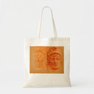 Orange Pop Art Déco Tête de Pierre Sac fourre-tout