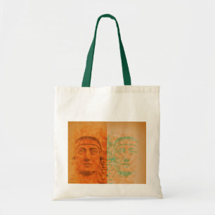 Orange Pop Art Déco Tête de Pierre Sac fourre-tout