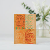 Orange Pop Art Déco Tête de pierre Sculpture Carte (Debout devant)