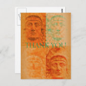 Orange Pop Art Déco Tête de pierre Sculpture Carte (Devant / Derrière)