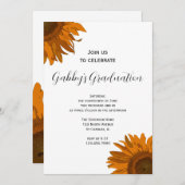 Orange Pop Art Sunflower Invitation de la fête de (Devant / Derrière)