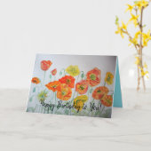 Orange Poppies Aquarelle Bonne carte d'anniversair (Fleur jaune)