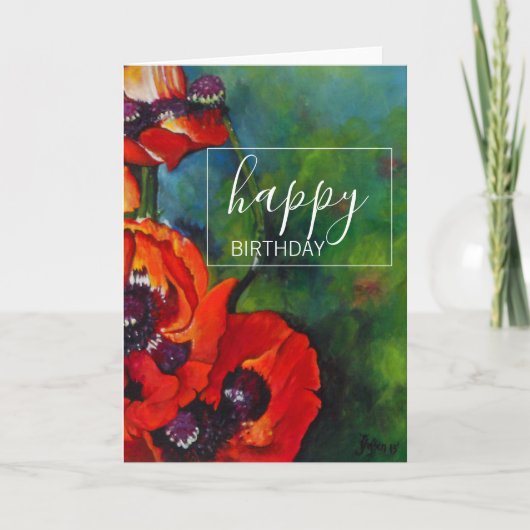 Orange Poppies Art Bonne Carte Anniversaire (Devant)