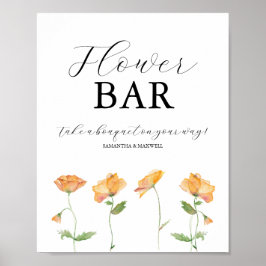 Orange Poppies Wedding Flower Bar Signs Poster