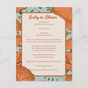 Orange Poppy Baby Bloom Douche Invitation