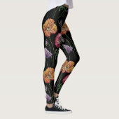 Orange Poppy Black Floral Aquarelle Leggings (Droite)