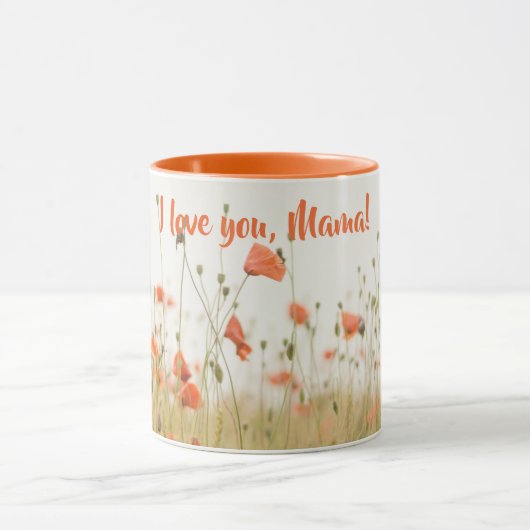 Orange Poppy Fleurs café Mug (Centre)