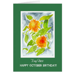 Orange Pot Marigolds Niece's October Birthday