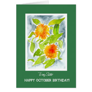 Orange Pot Marigolds Soeur Octobre Anniversaire