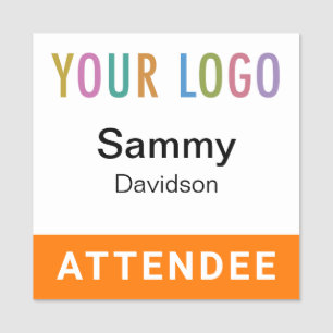 Orange Présence Badge 2x2 avec logo pour événement