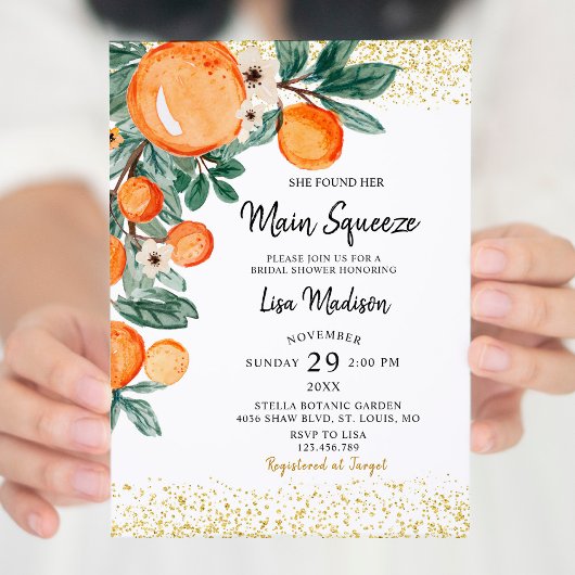 Orange principal presser nuptiale invitation à la