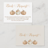 Orange Pumpkin Baby Shower Book Request Insert Visitekaartje (Voorkant / Achterkant)