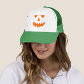 Orange Pumpkin Face Trucker Hat Pet (In situ)