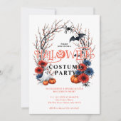 Orange Pumpkin Ghost Bats Spiders Halloween Kaart (Voorkant)