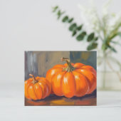 Orange Pumpkins Halloween Fall Watercolor Feestdagenkaart (Staand voorkant)