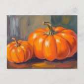 Orange Pumpkins Halloween Fall Watercolor Feestdagenkaart (Voorkant)