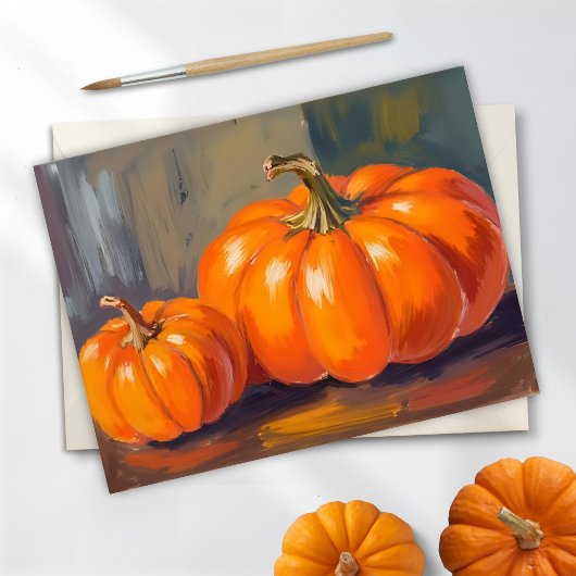 Orange Pumpkins Halloween Fall Watercolor Feestdagenkaart