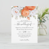 Orange Punch Ranunculus Florals Invitation (Debout devant)