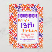 Orange Purple Circles Invitations de fête d'annive (Devant / Derrière)