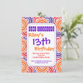 Orange Purple Circles Invitations de fête d'annive (Debout devant)