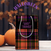 Orange Purple Happy Halloween Plaid Cadeau Sac