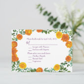 Orange & Purple Plum Peony Rose Invitation Réponse (Debout devant)