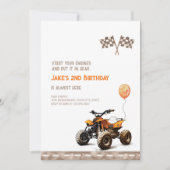 Orange Quad Bike Invitation Anniversaire (Devant)