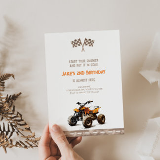 Orange Quad Bike Invitation Anniversaire