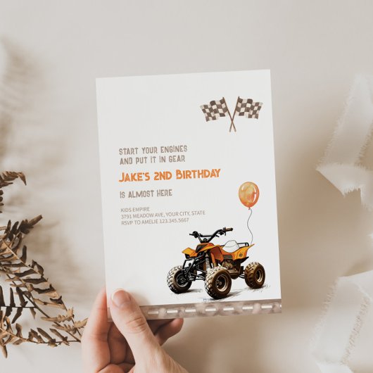 Orange Quad Bike Invitation Anniversaire
