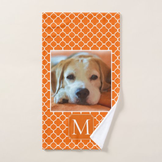 Orange Quatrefol Do-it-yourself design photo (Serviette à main)