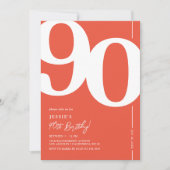 Orange Red 90th Birthday Party Invitation (Devant)