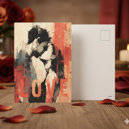 Orange Red Abstract Romantic Love Valentine's  Feestdagenkaart