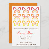 Orange Red Butterfly Babyshower invitation (Devant / Derrière)