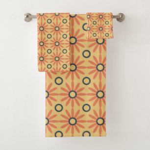 Orange rétro et noir mou Abstrait motif floral