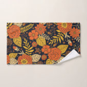 Orange rétro, Jaune & Marine Floral (Serviette à main)
