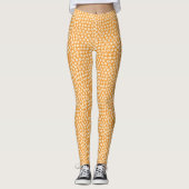 Orange Retro les années 70 Leggings Fleurs (Devant)