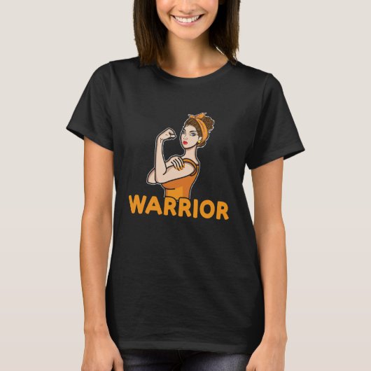 Orange Ribbon Warrior Multiple Sclerosis Awareness T-shirt (Voorkant)