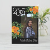 Orange Rose Black Photo Faire-part de graduation (Debout devant)