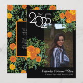 Orange Rose Black Photo Faire-part de graduation (Devant / Derrière)