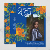 Orange Rose Blue Photo Faire-part de graduation (Devant / Derrière)