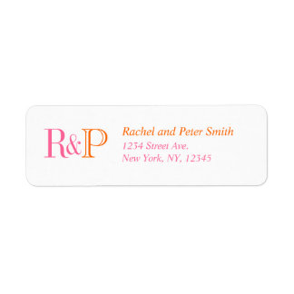 Orange rose Deux Monogrammes Étiquettes d'adresse