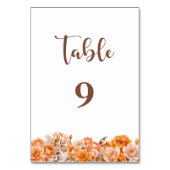 Orange Rose Floral Mariage Numéro de table (Dos)