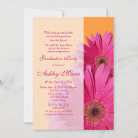 Orange rose Gerbera Daisy Graduation Invitation
