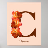 Orange Rose Monogramme Initial C Votre Nom Poster (Devant)